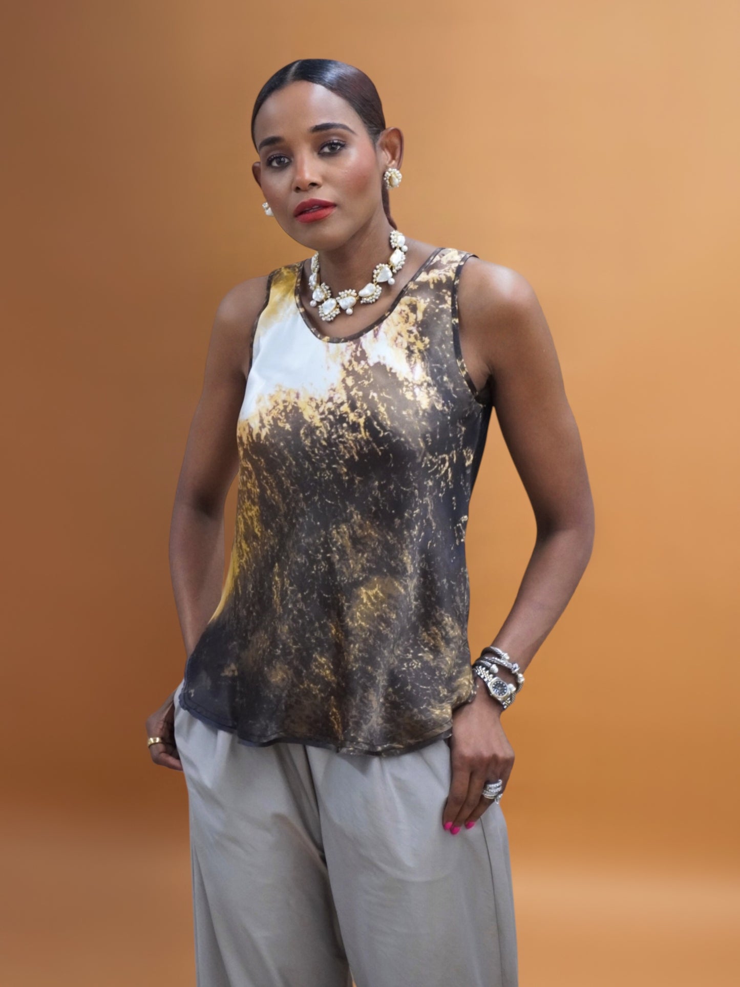 Liora Silk Tank Top for Tall Women