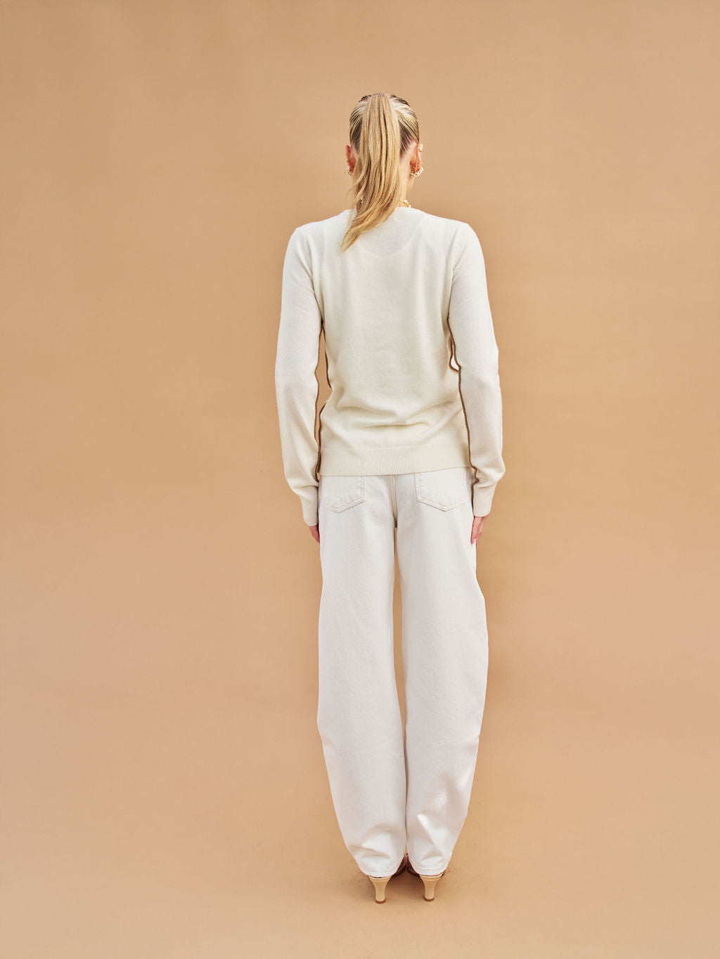 Sinclair Off-White Cashmere Crewneck for Tall Women