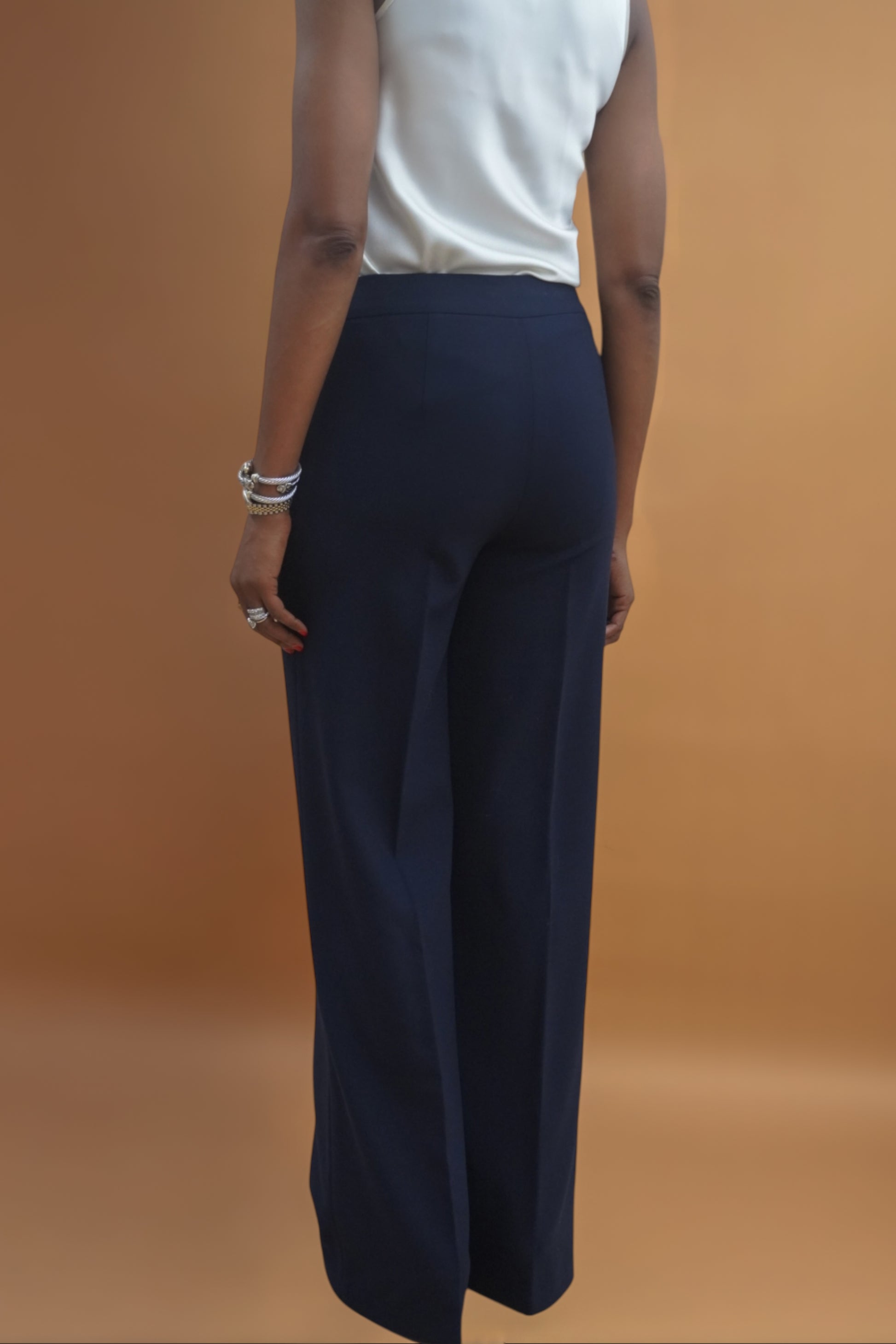 Shop-the-Icon-wool-pants-for-tall-women-in-navy-blue-and-black