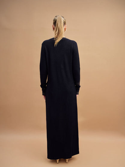 Winslow Navy-Blue Maxi Cashmere Duster for Tall Women