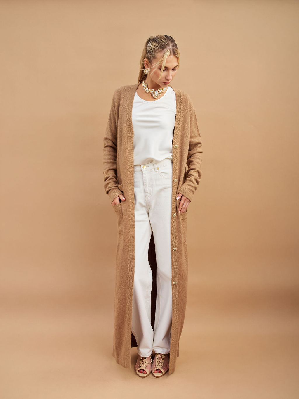 Winslow Camel Maxi Cashmere Duster for Tall Women