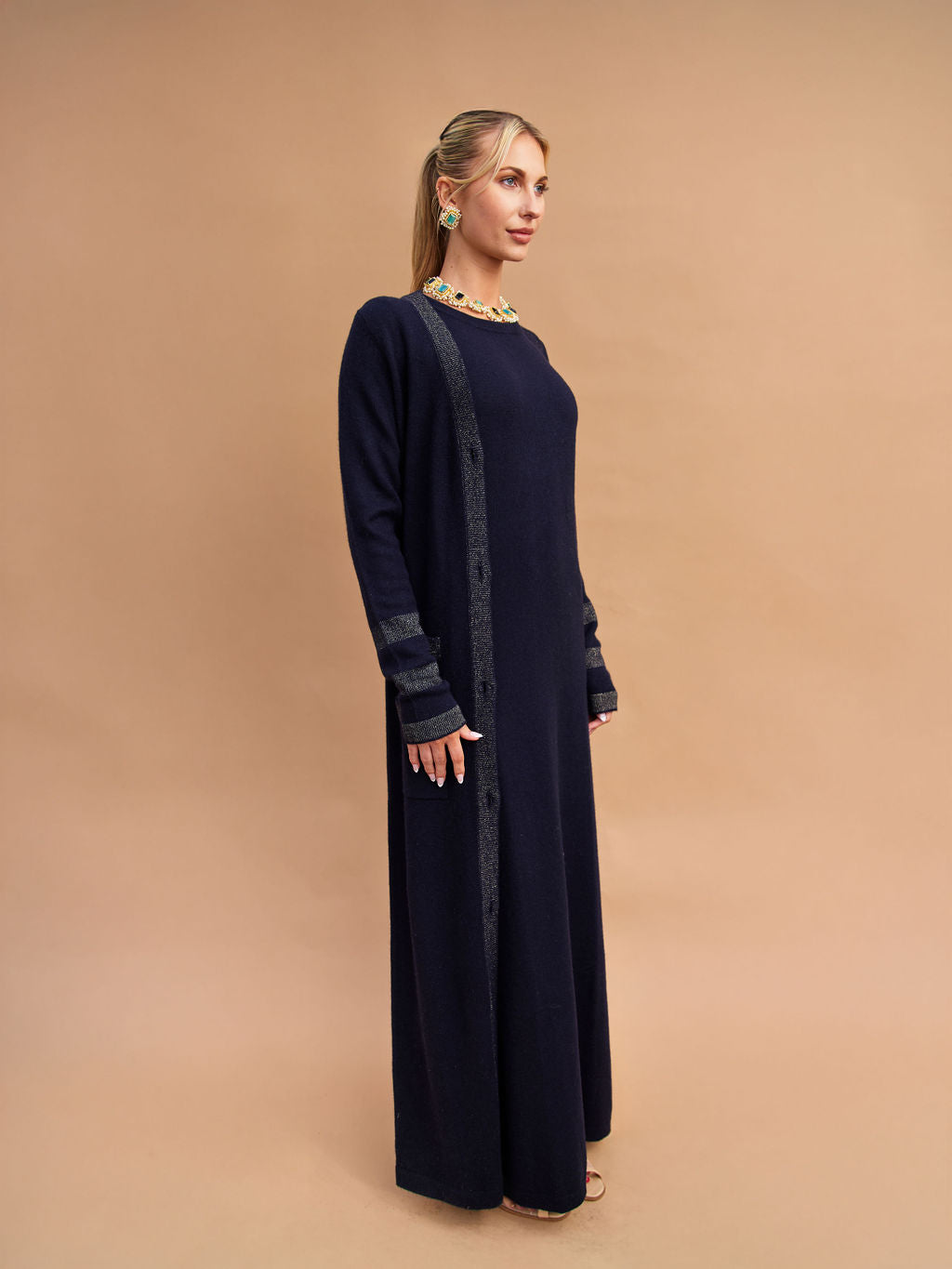 Winslow Navy-Blue Cashmere Sweater Dress for Tall Women