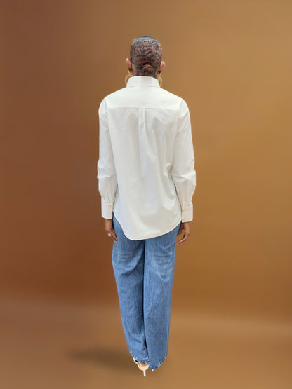 Emblem White Button Up Shirt for Tall Women