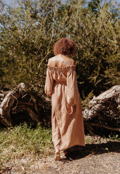 Yaya Off The Shoulder Linen Maxi Dress